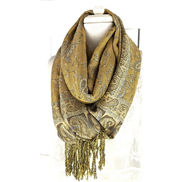 Paisley floral pashmina tassel fringe infinity loop scarf - Picture 7 of 10